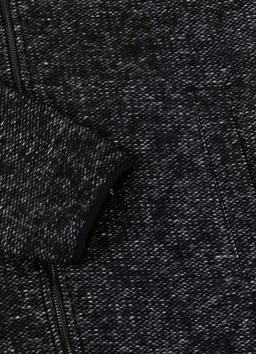 Black Virgin Wool Blend Fabric Hoodie