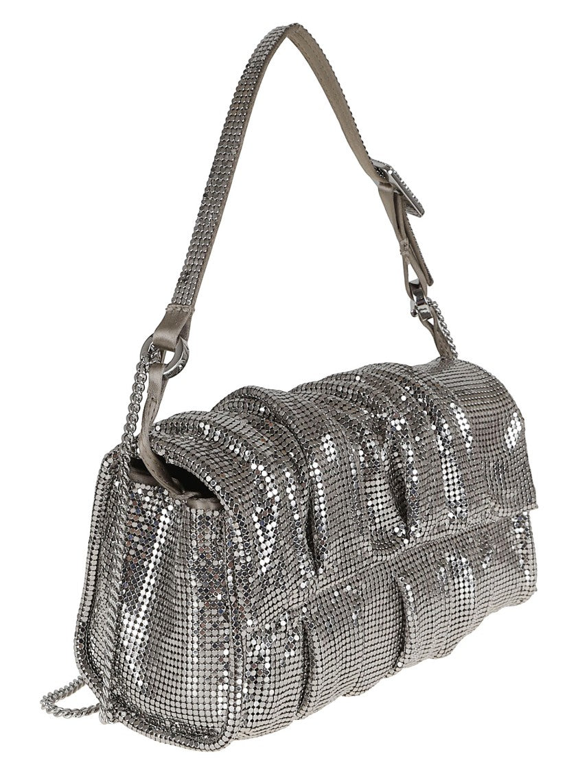 Structured Shoulder Bag With Metal Mesh