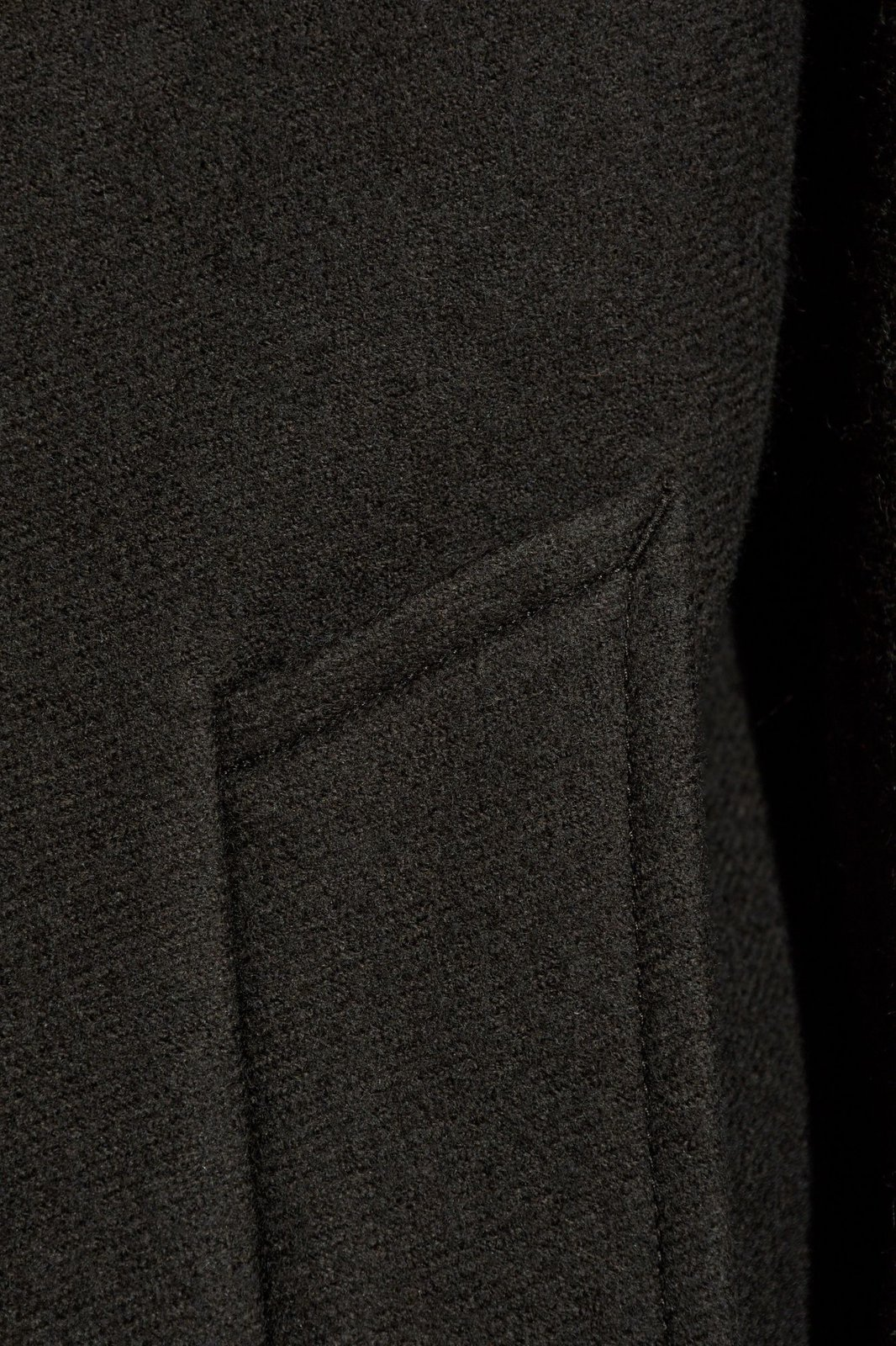Structured Black Wool Double-Breasted Long Coat