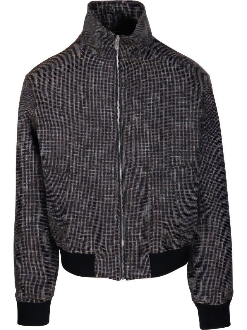 Structured Wool-Cotton Blend Jacket With Textured Pattern