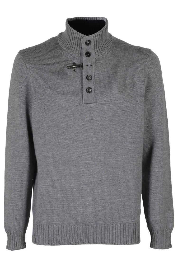 Virgin Wool Hook Mock Neck Coat
