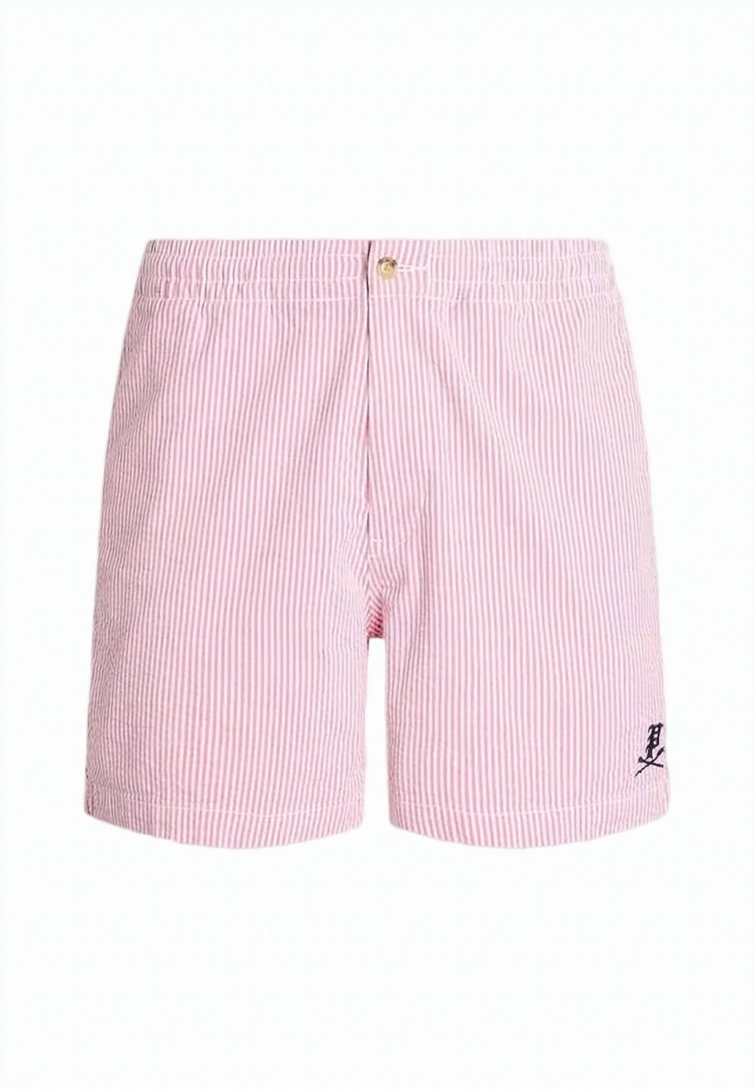 Seersucker Tailored Shorts with Button Closure