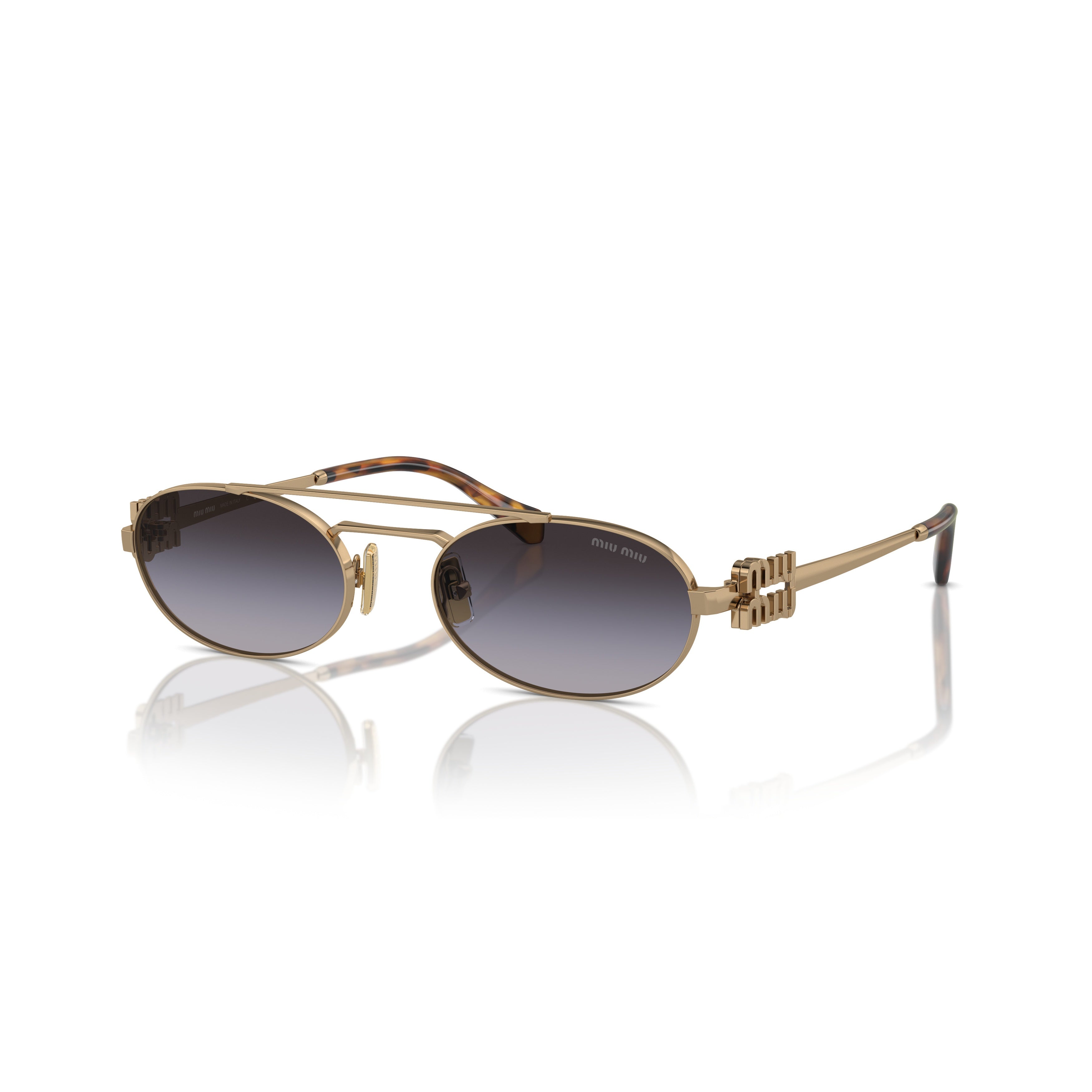 0mu 54zs Oval-Shaped Gold Metal Frame Sunglasses
