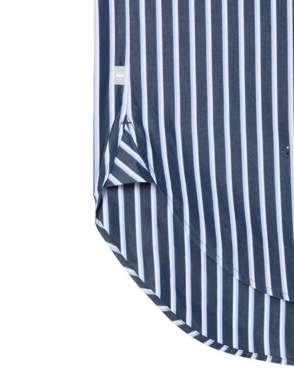 Long-Sleeved Blue Cotton Poplin Shirt
