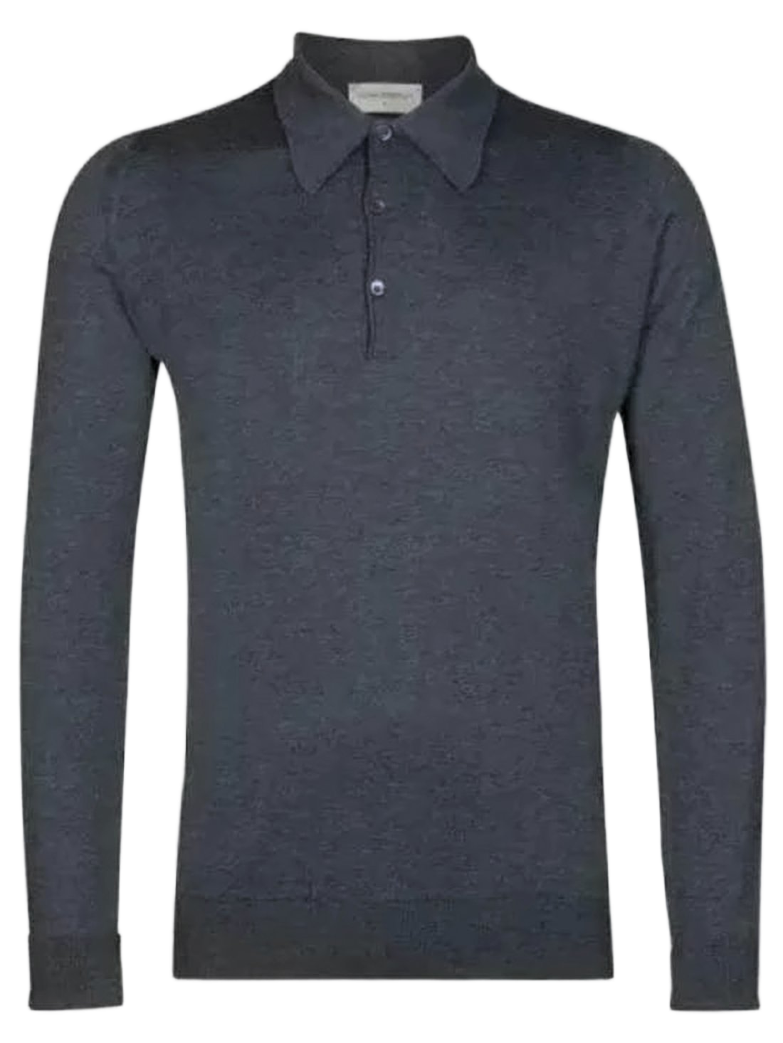 Fitted Grey Long-Sleeve Polo Shirt With Classic Collar