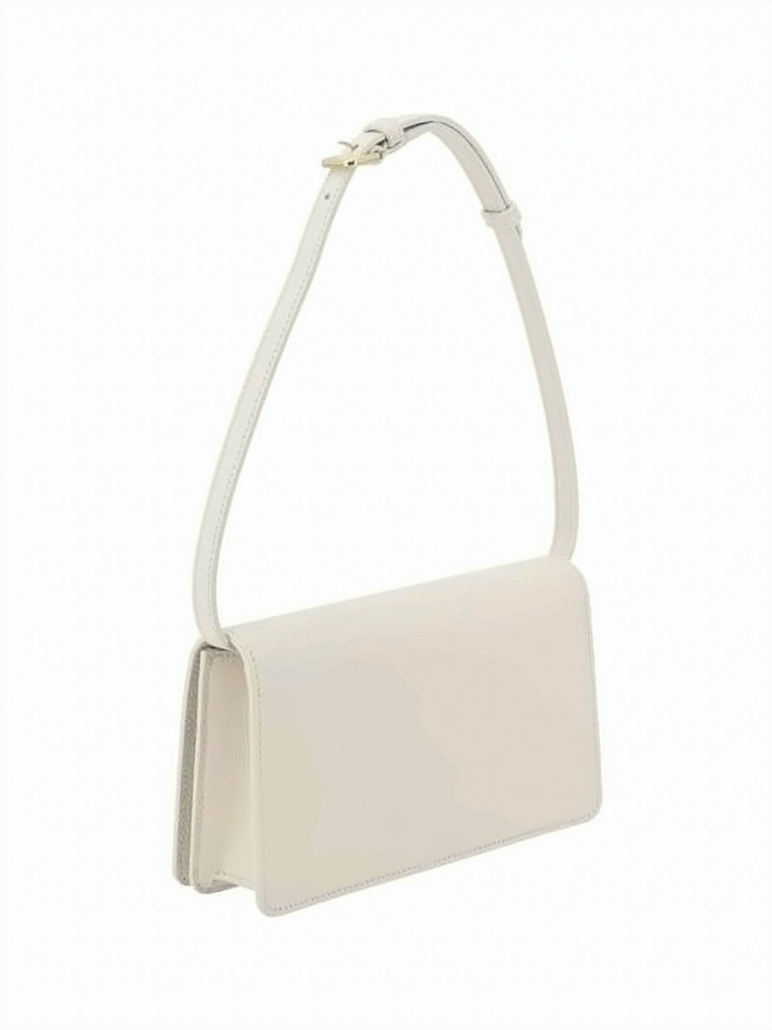 Structured White Calf Leather Shoulder Bag