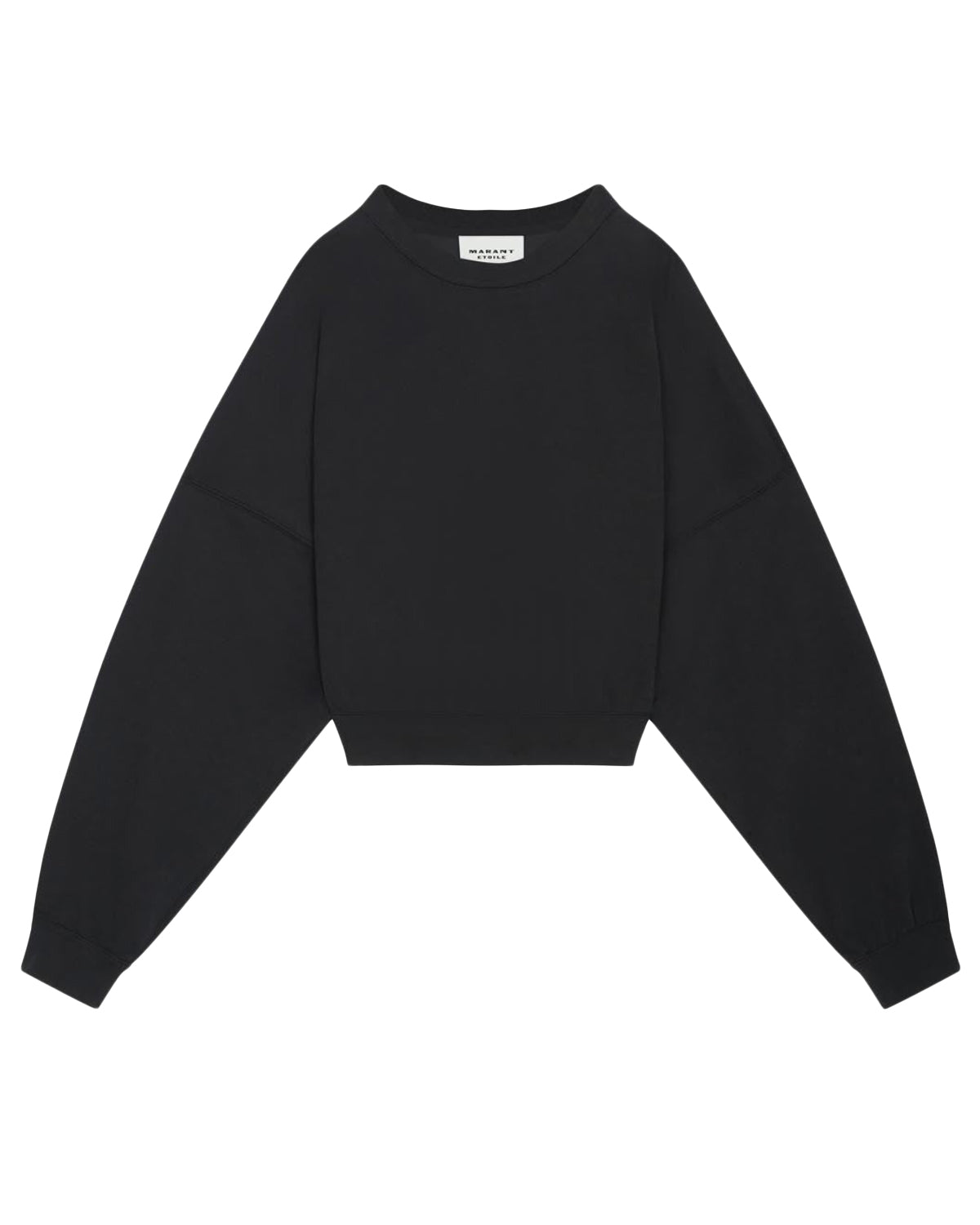Cropped Long-Sleeved Top with Crew Neckline