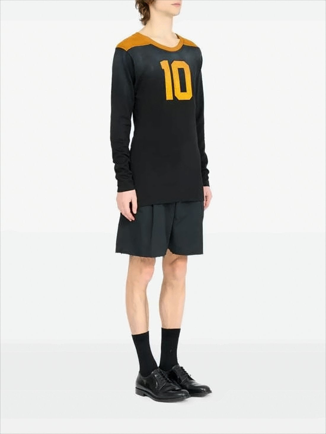 Long-Sleeve Black Shirt With Orange Accents