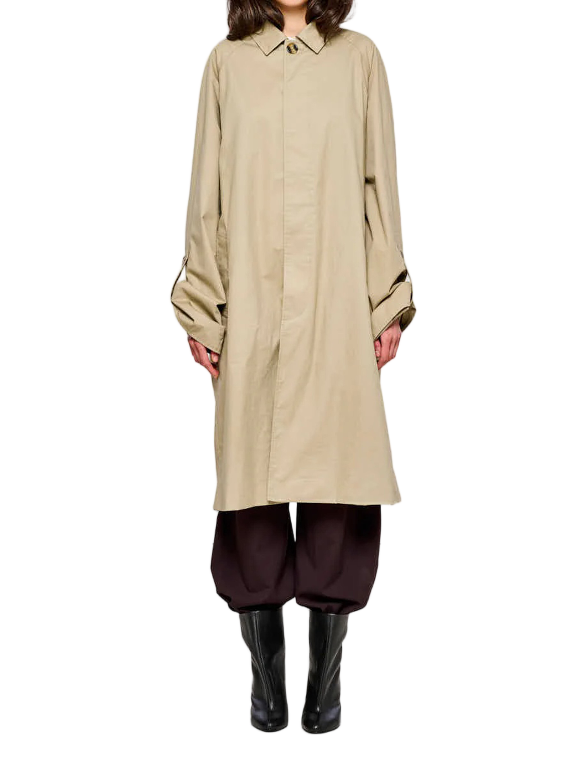 Trench Smerigliato Minimalist Mid Thigh Cotton Trench