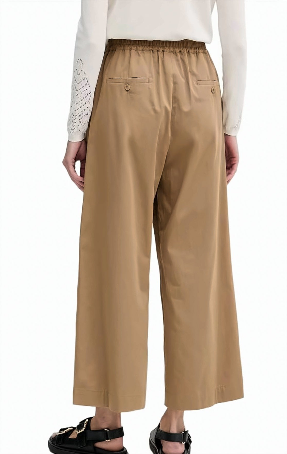 Pure Cotton Satin Elastic Waist Trousers