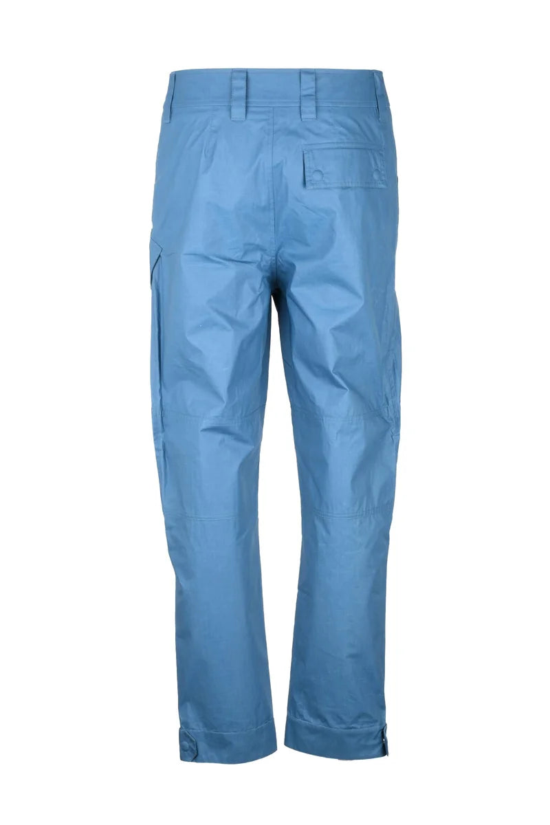 Waxed Effect Cargo Trousers - Light Blue