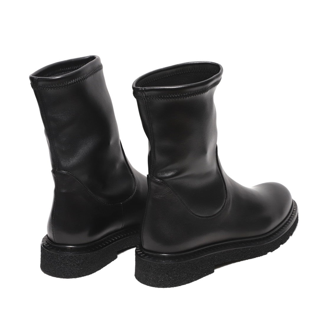 Buty na kostkę ze streczowej czarnej skóry nappa