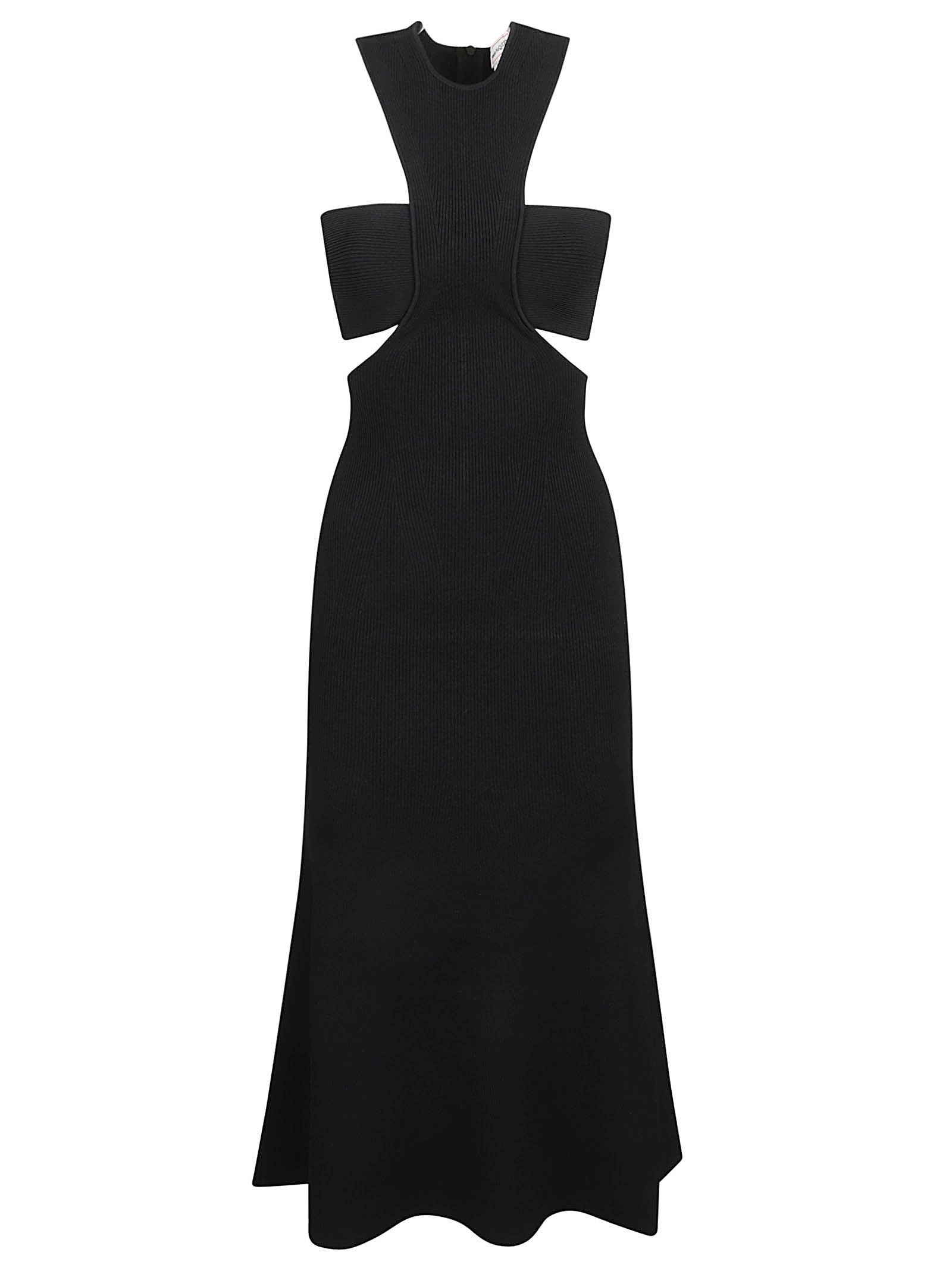 Fitted Bodice Black Dress with Flowing Skirt