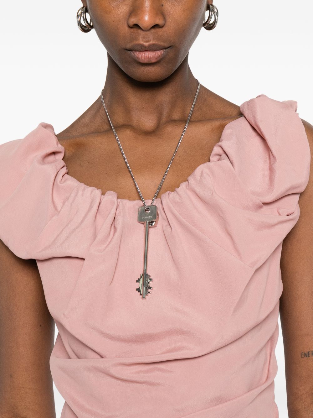 Ruched Mini Dress With Sculptural Off-Shoulder Neckline