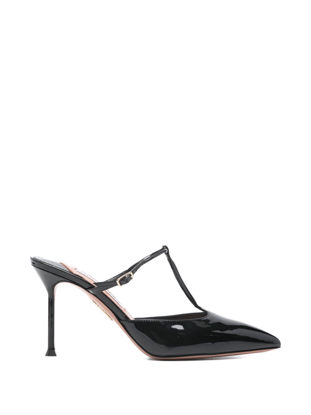 Pointed-Toe Black Sandals With Delicate T-Strap Design