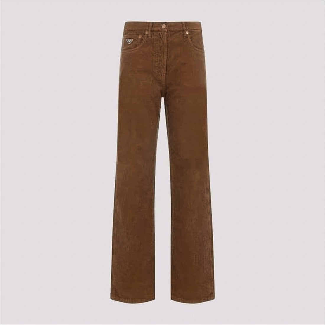 Brown High-Waisted Straight Pants