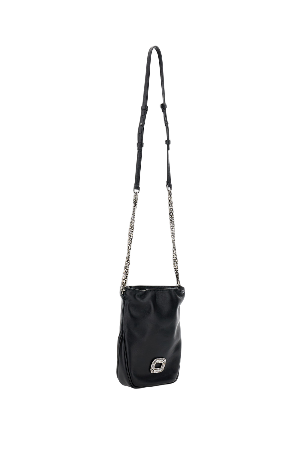 Soft Leather Shoulder Bag With Silver Embellishment