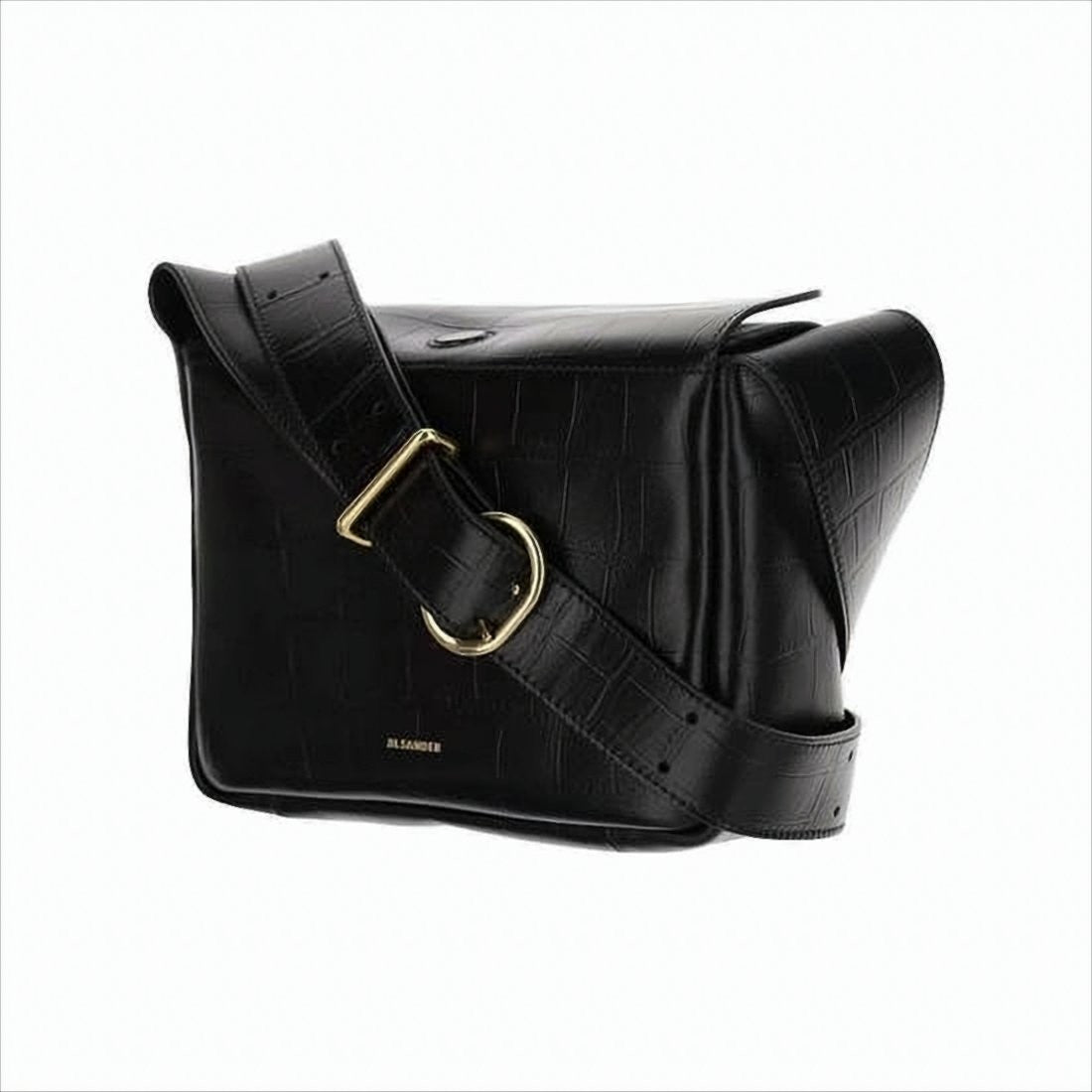 Structured Shoulder Bag with Embossed Crocodile Pattern