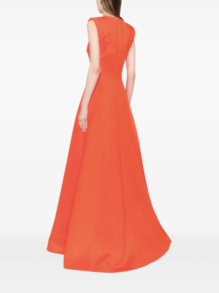 Neoprene Dress With Floral  Embroidery