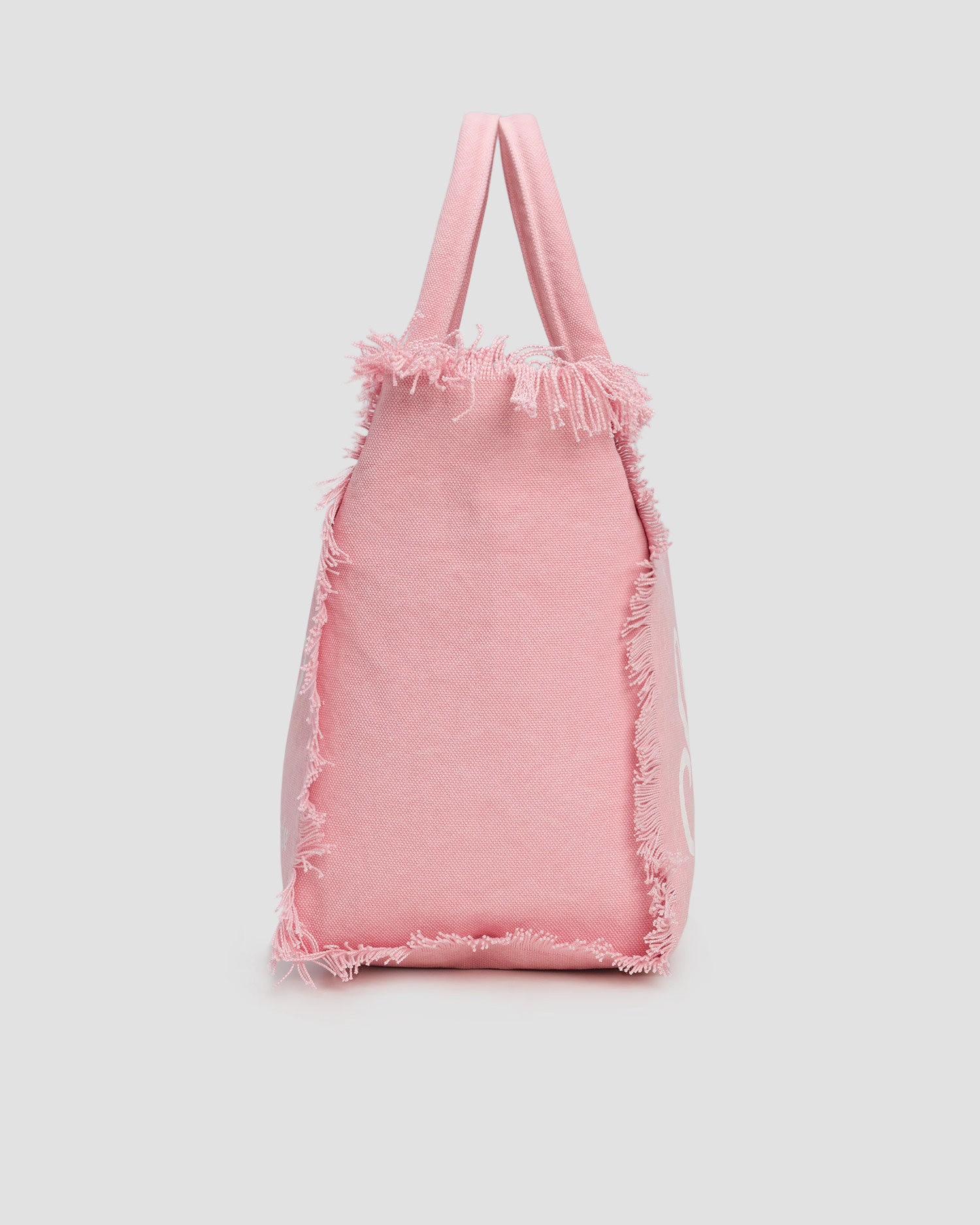Spacious Rectangular Tote Bag with Frayed Edges