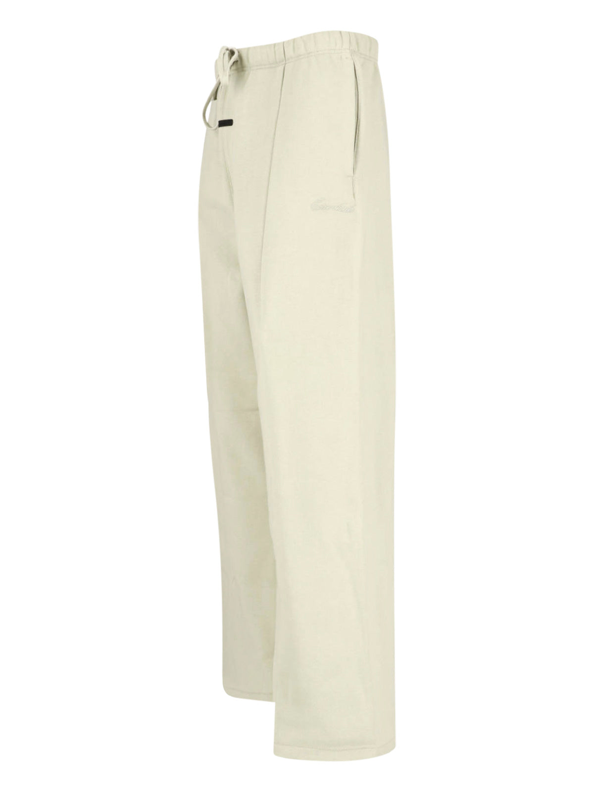 Beige Wide-Leg Cropped Seam Trousers