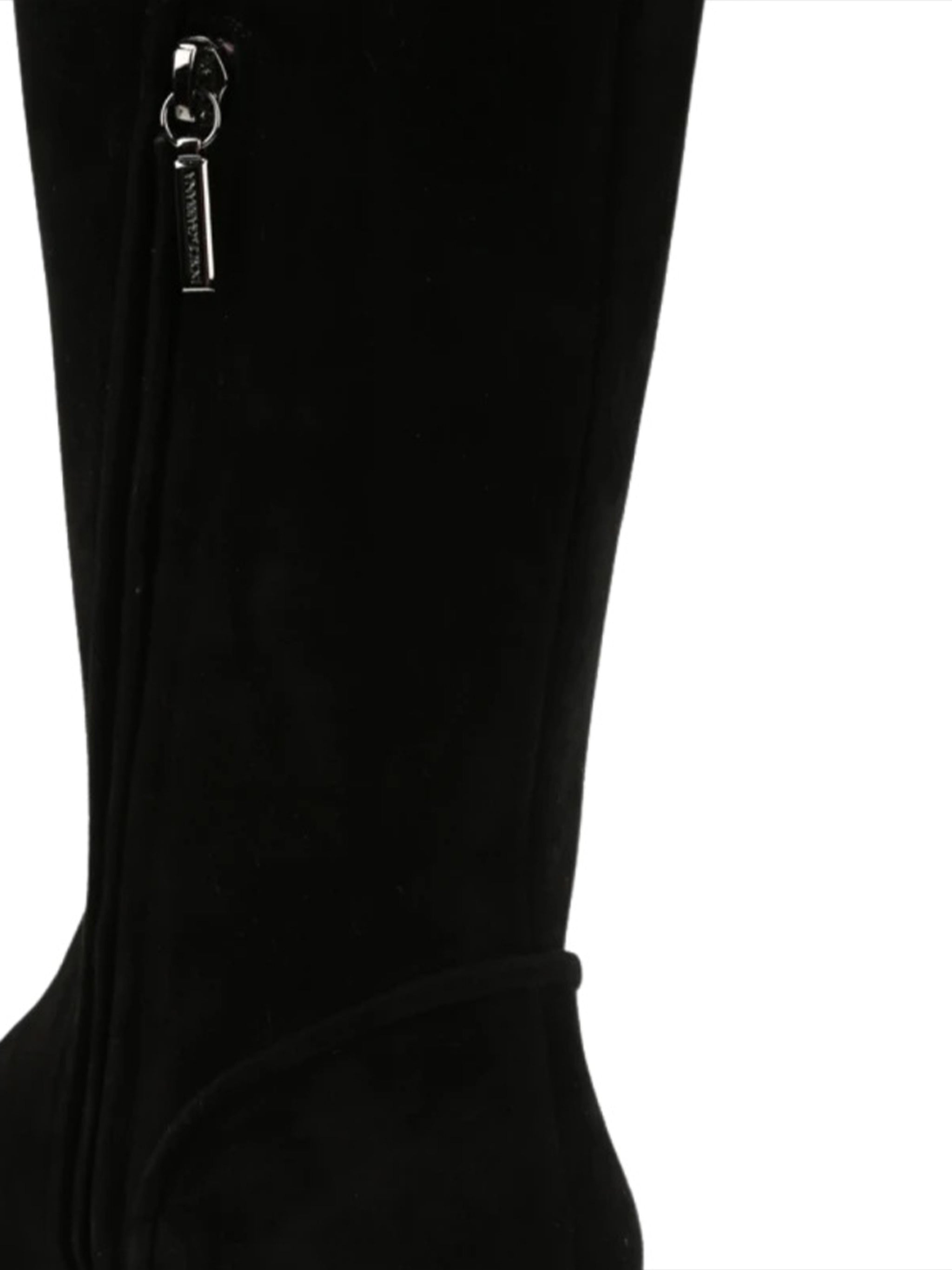 Tall Black Leather Decorative Buckle Boots
