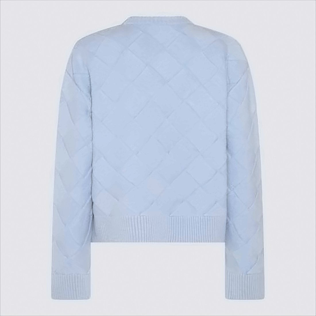 Textured Quilted Knit Sweater With Ribbed Hem