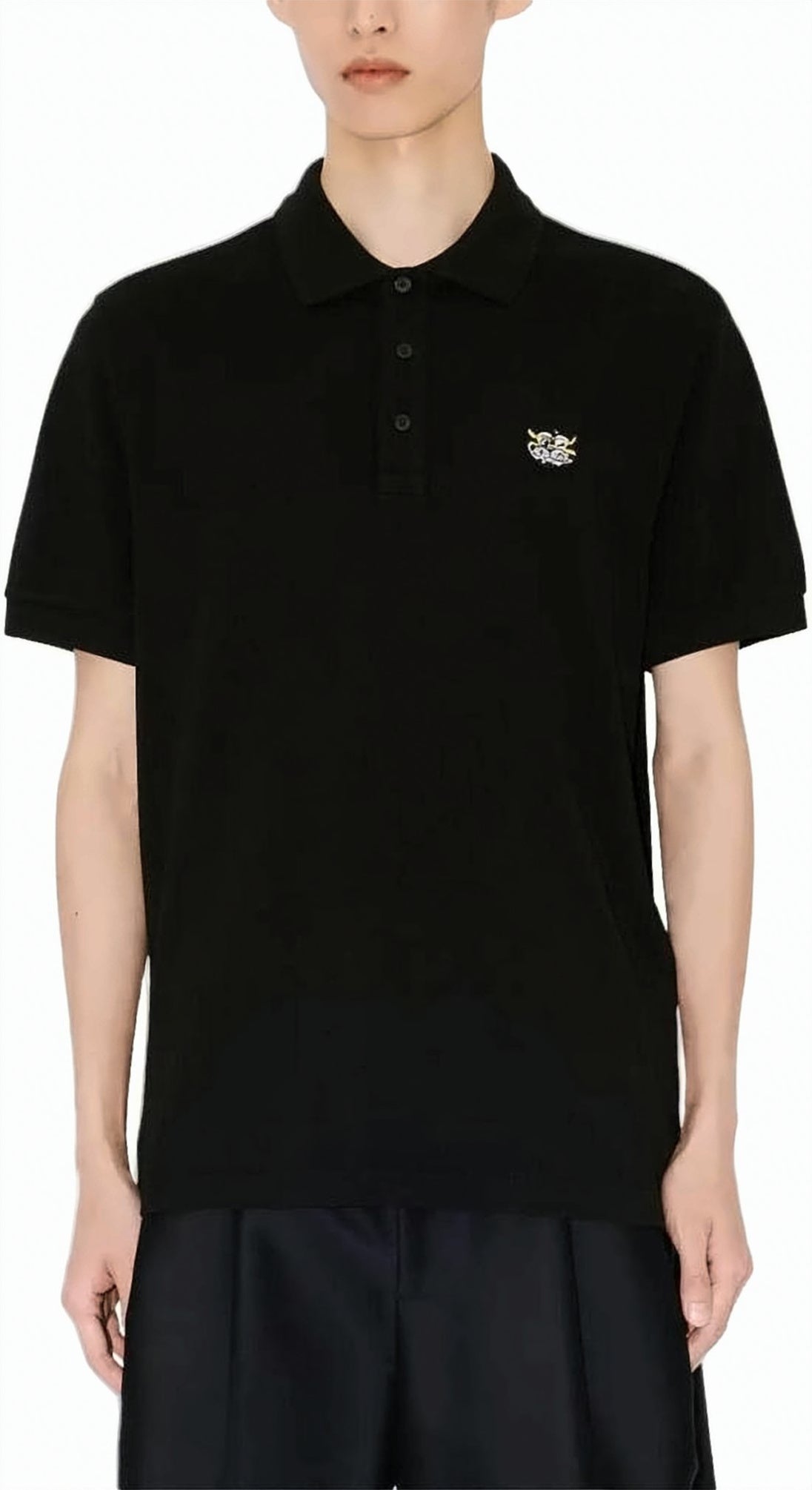 Black Polo Shirt with Embroidered Logo