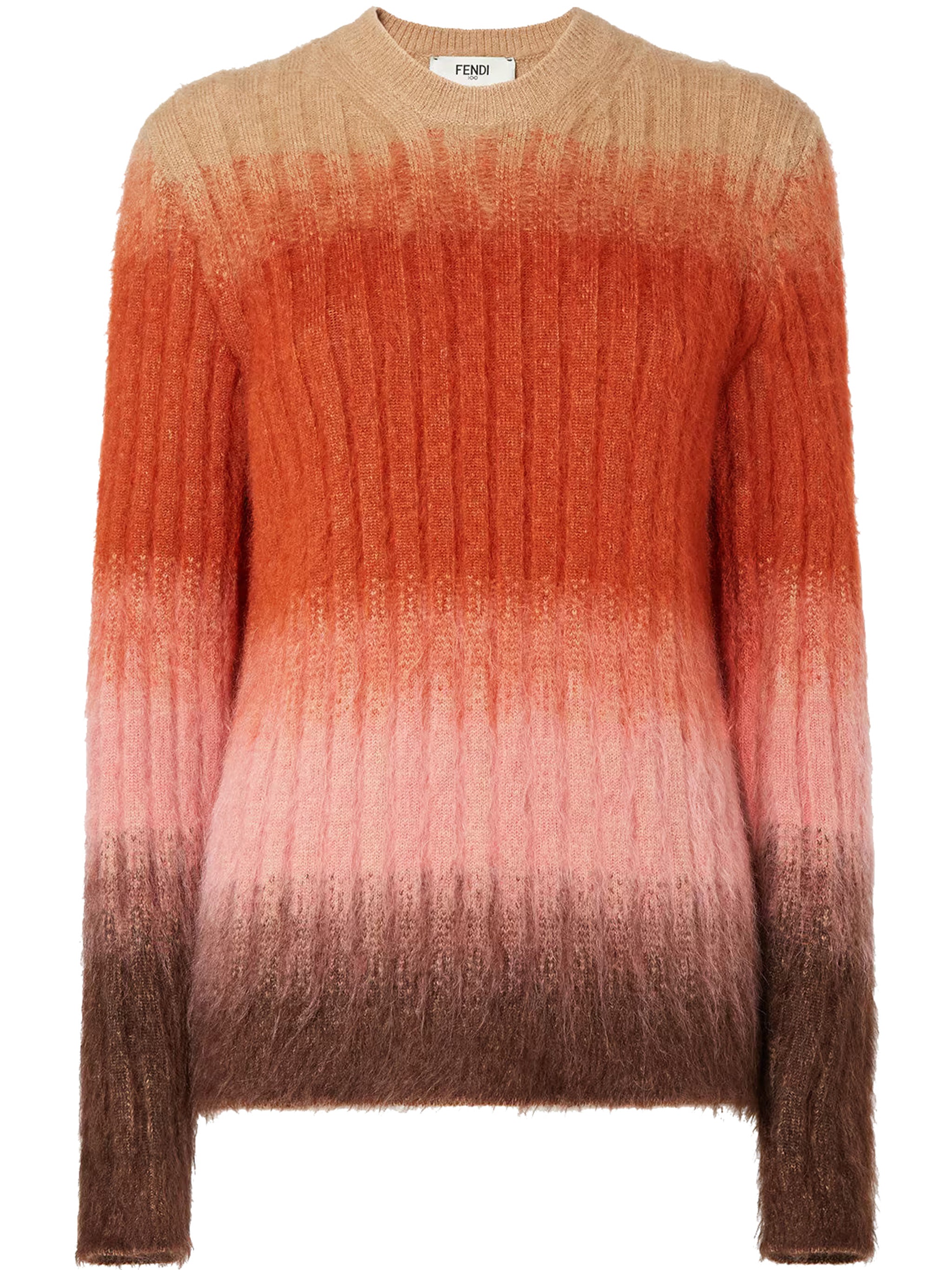 Gradient Ribbed Wool Crew Neck Sweater