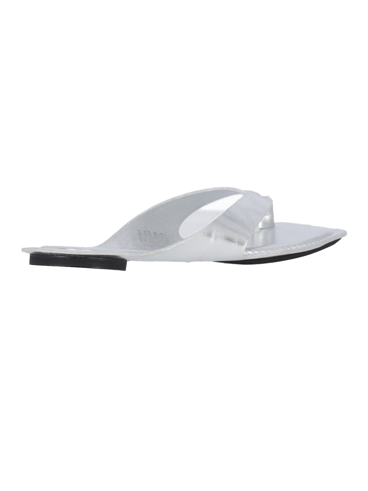 Silver Metallic Thong Contoured Sole Sandals