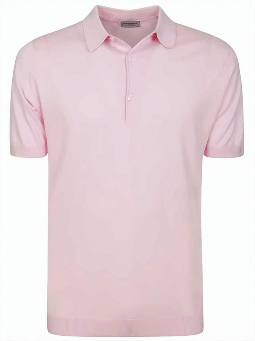 Soft Light Pink Short-Sleeve Polo Shirt With Traditional Collar