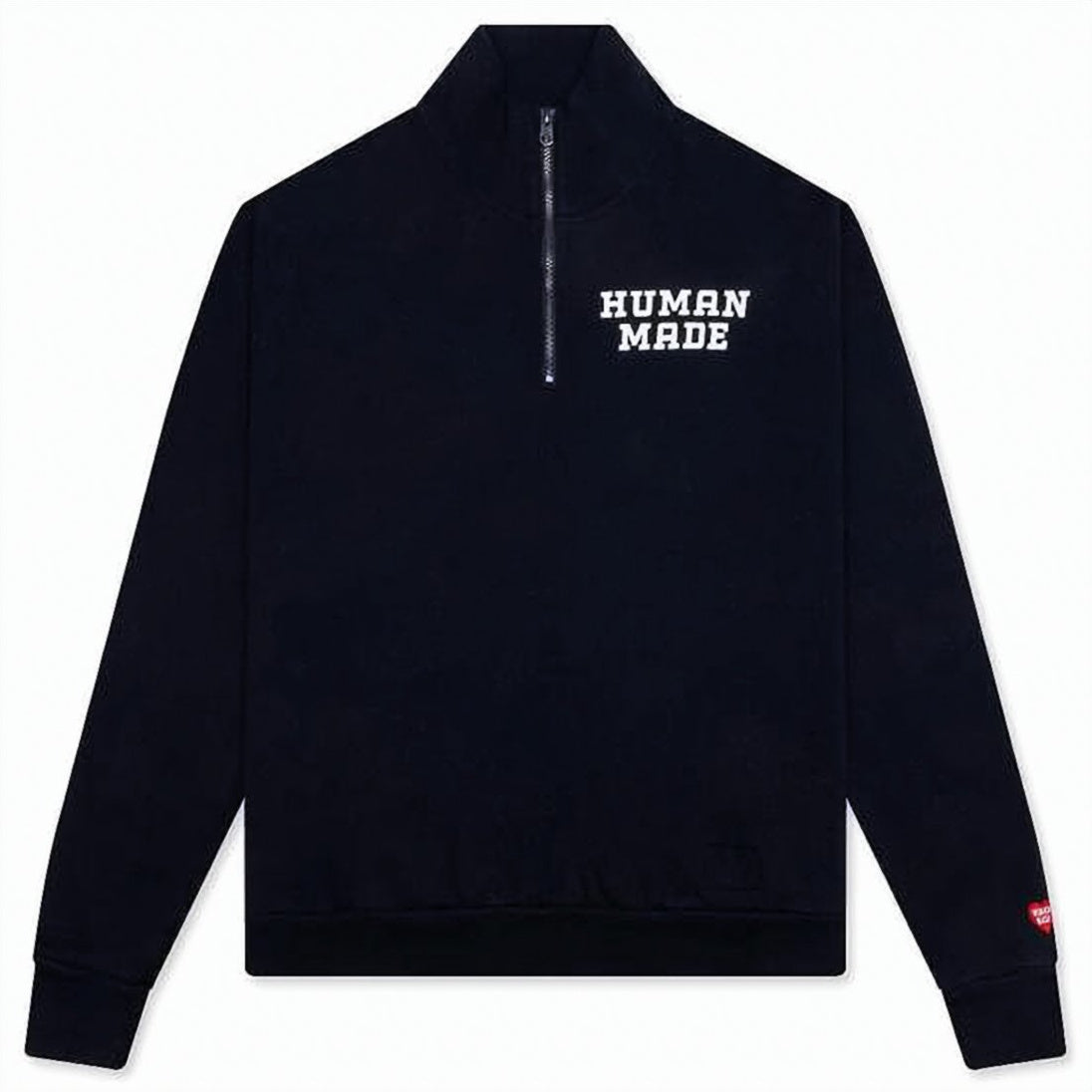 Half-Zip Black Cotton Sweatshirt with Graphic Motifs
