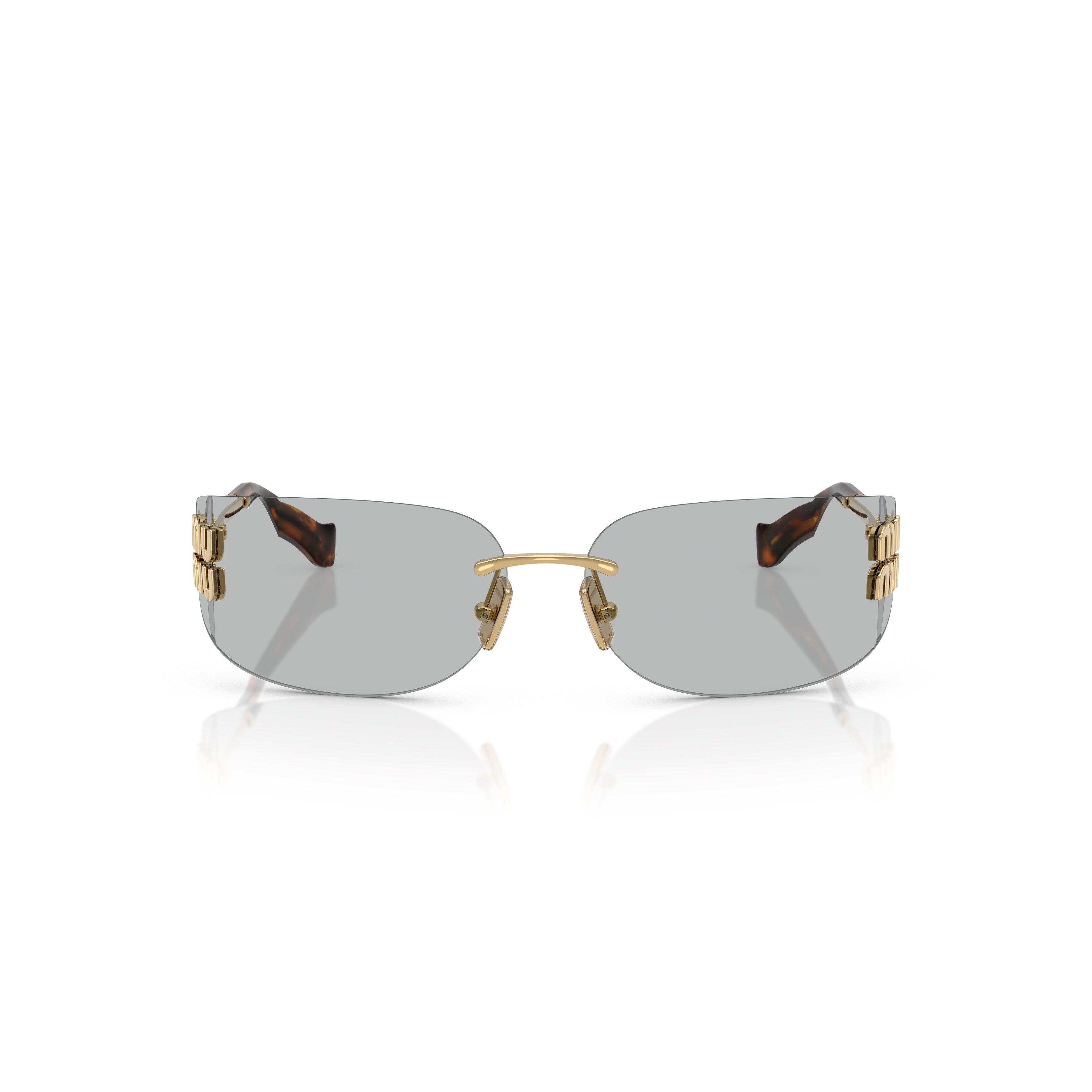 Rimless Sunglasses with Rectangular Grey Lenses