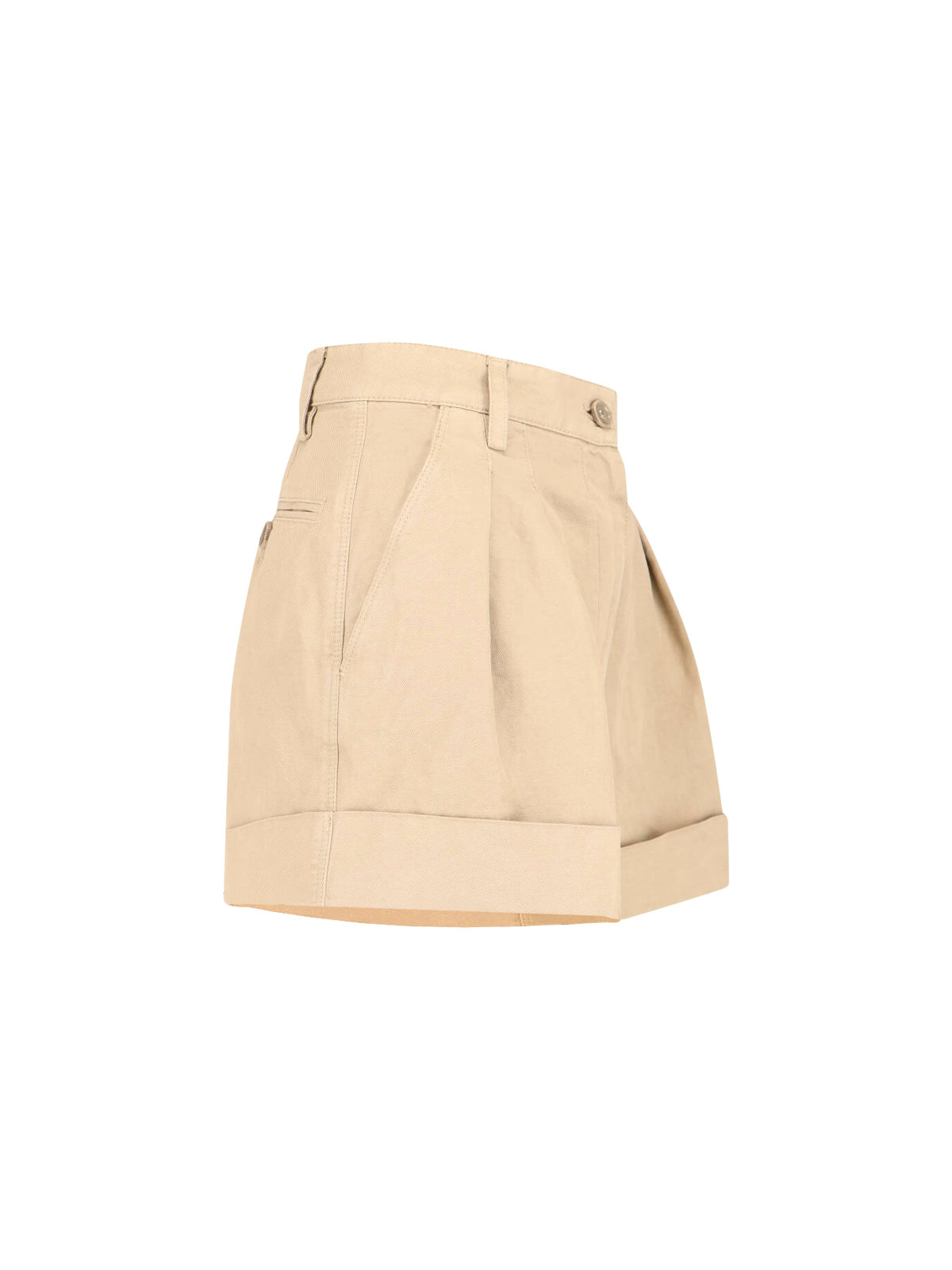 Beige Cotton Linen Shorts