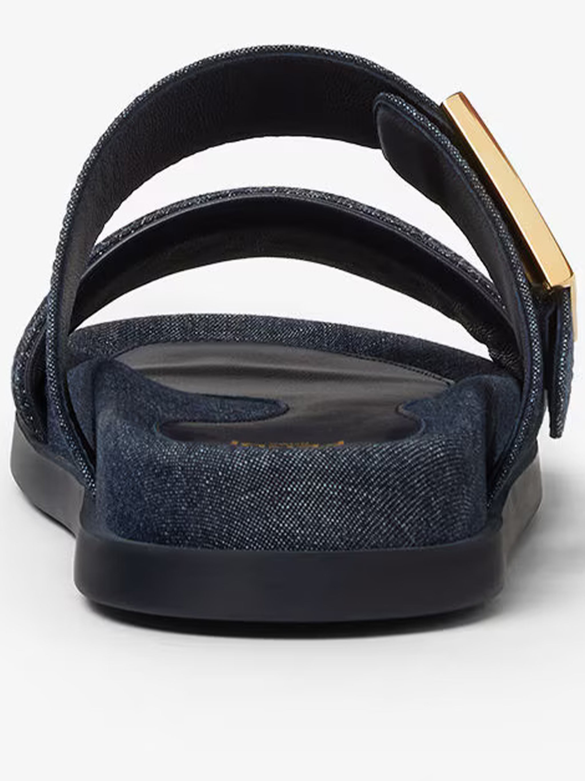 Feel Denim Wide Strap Gold Buckle Sandals