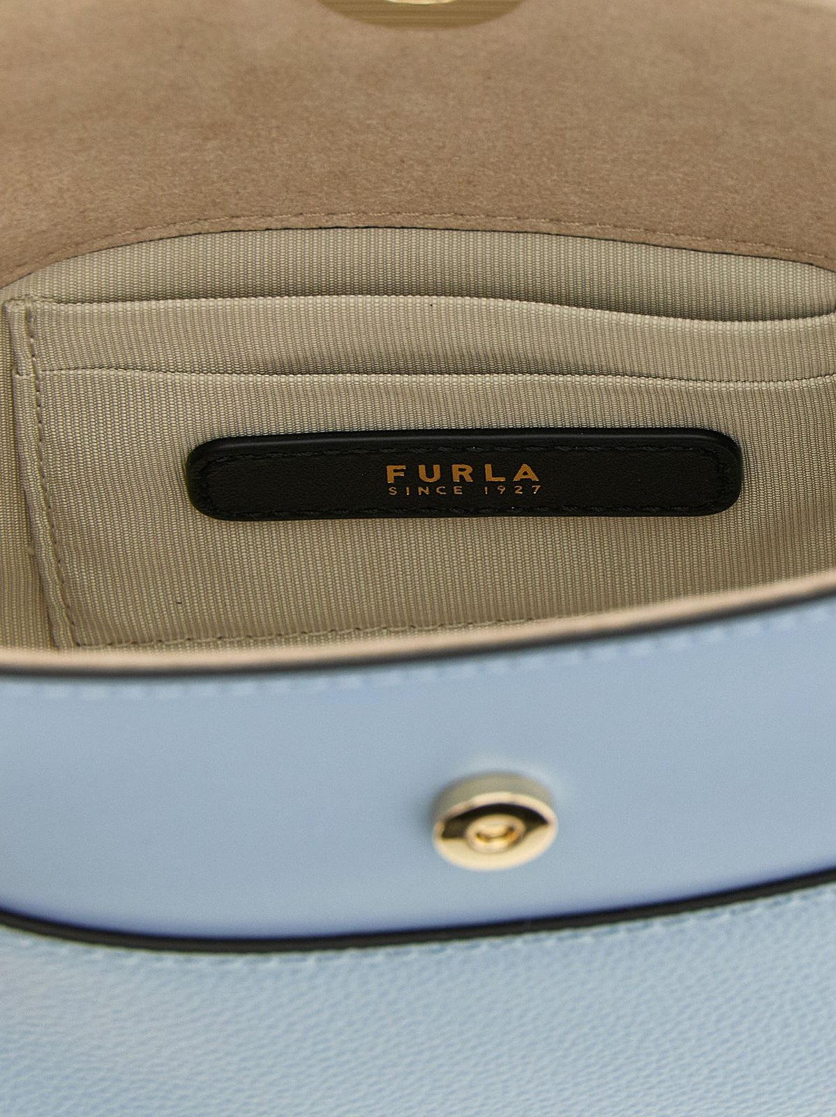 Smooth Leather Handbag with Gold-Tone Clasp