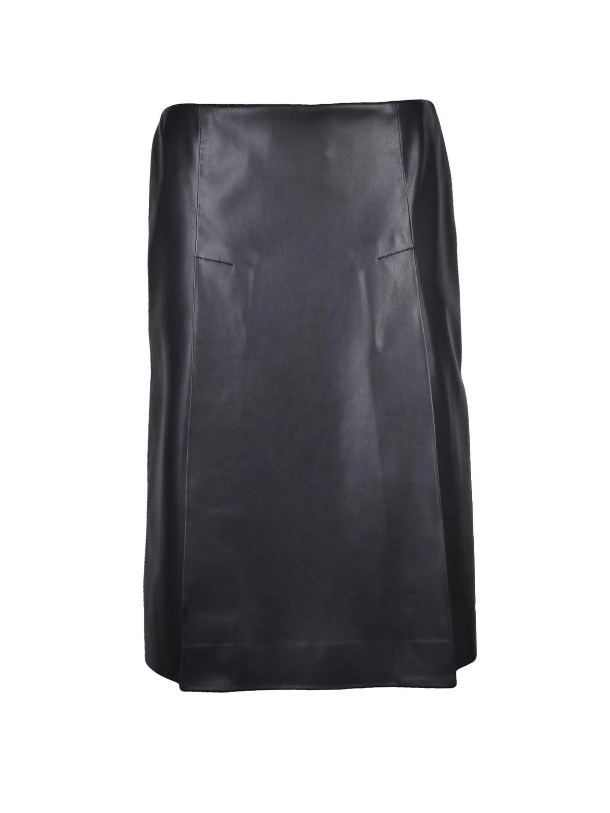 Black Polyester Women's Faux Leather Midi Skirt