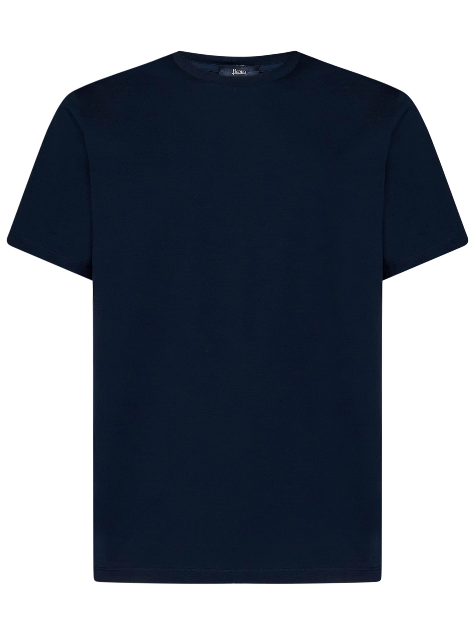 Classic Blue Crewneck T-Shirt With Logo Plate