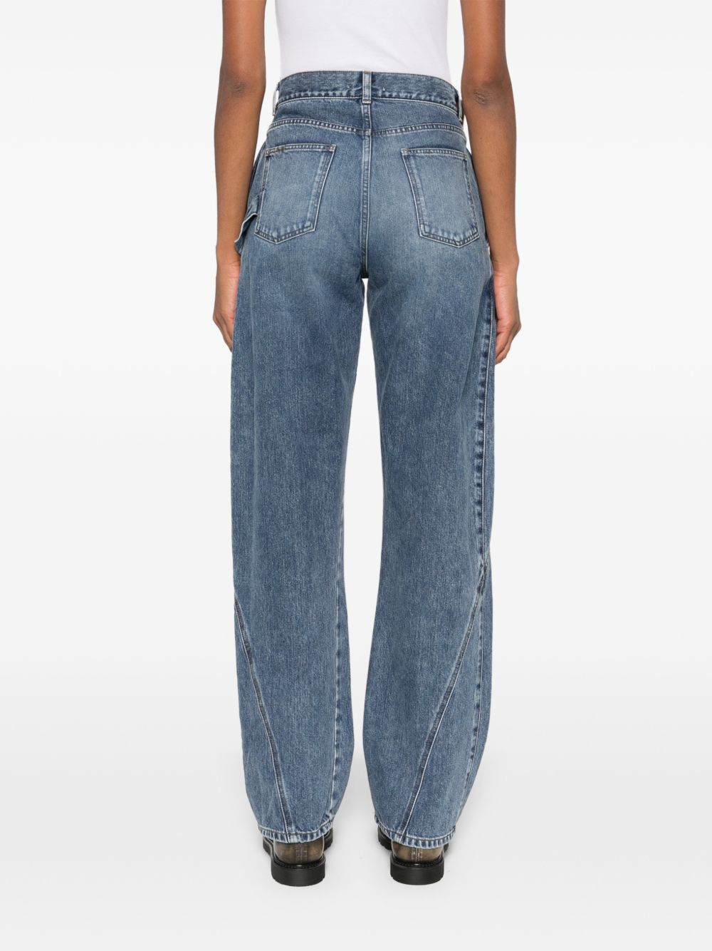 Wide-Leg Denim Jeans With Diagonal Seam Detailing