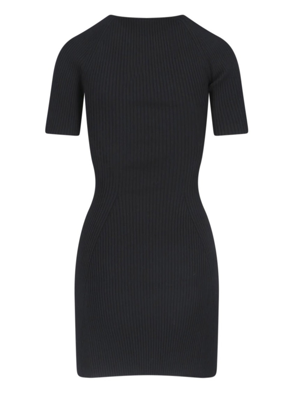 Slash Mini Dress In Black Fabric Ribbed Knit