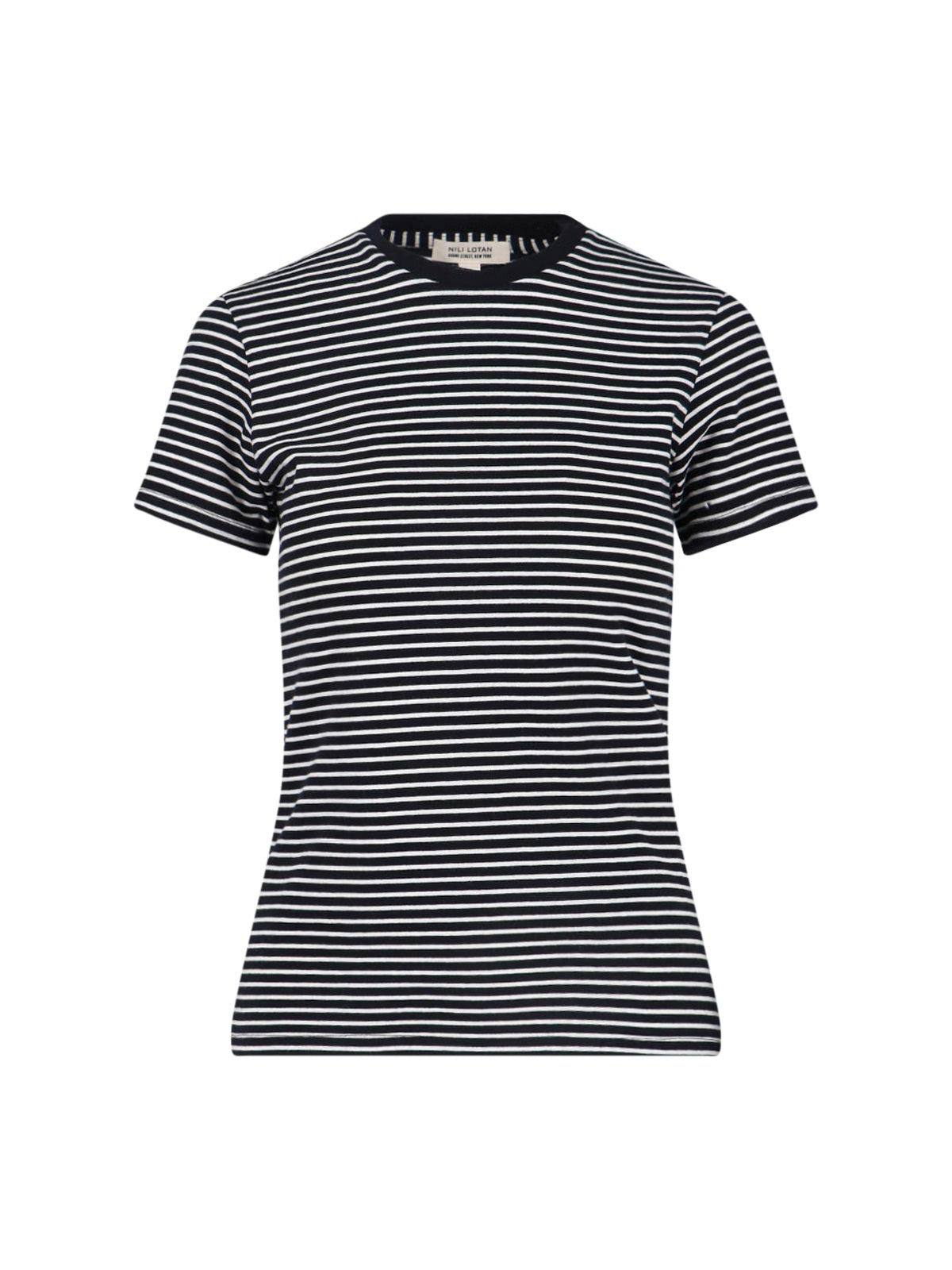 Black T-Shirt with Round Neckline and Short Sleeves