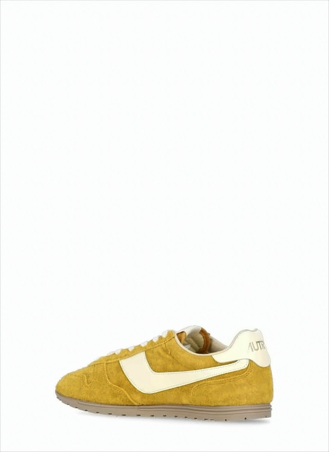 Mustard Yellow Suede Sneakers with White Accents