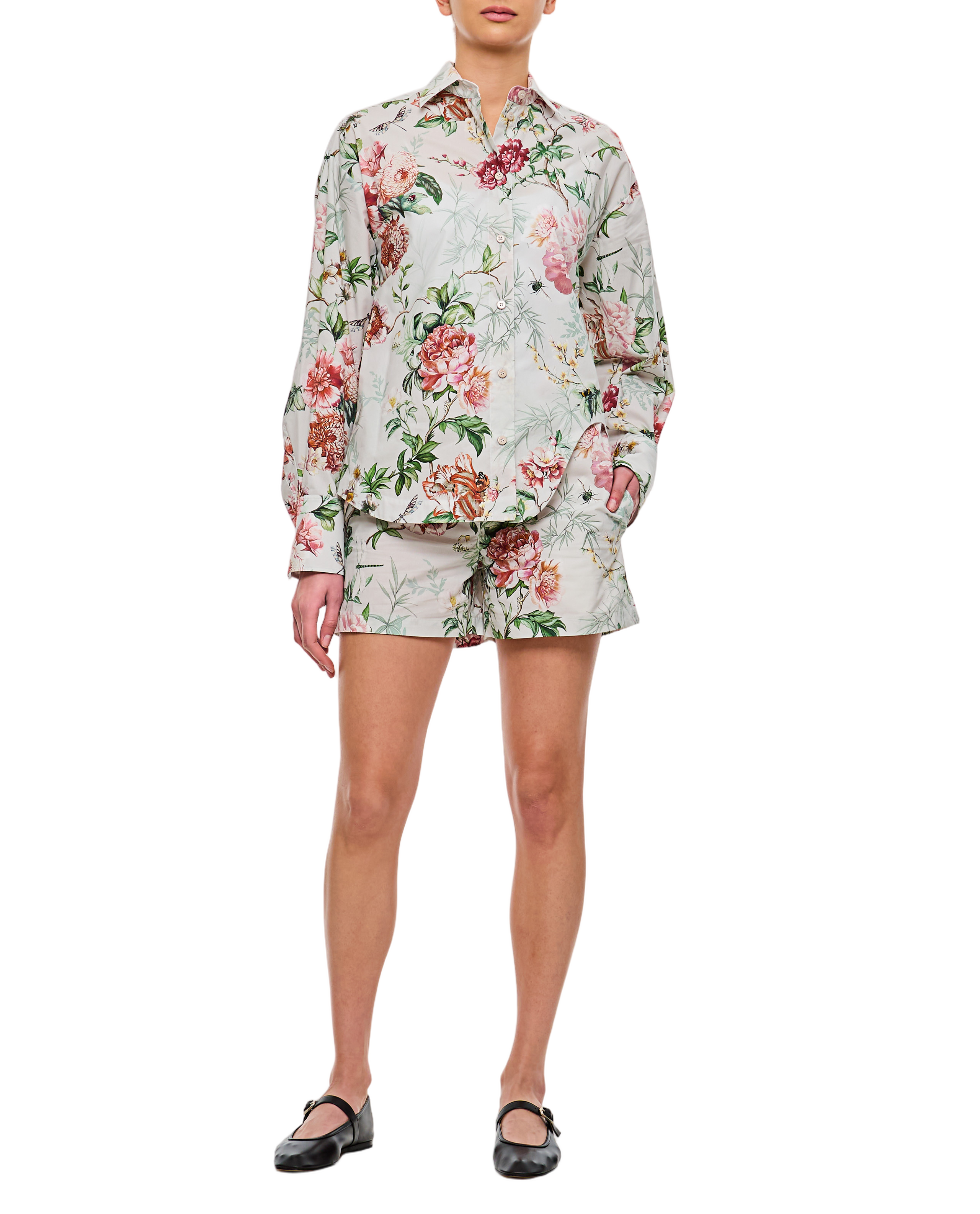 Ivory Floral Print Short Trousers