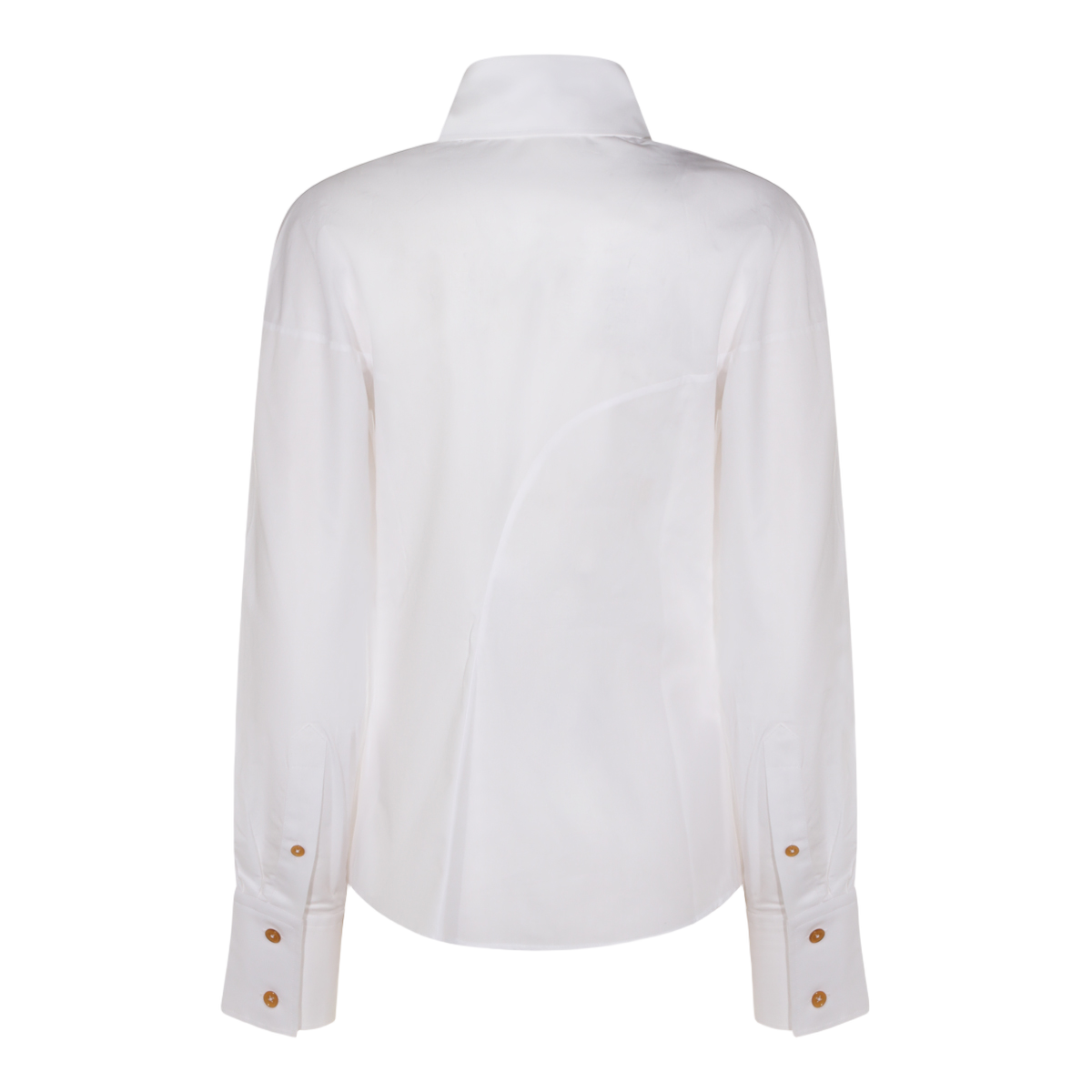 Asymmetrical Placket White Shirt with Embroidered Logo