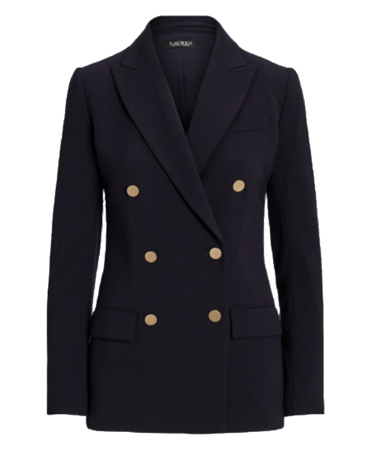 Double-Breasted Tailored Blazer with Gold-Tone Buttons