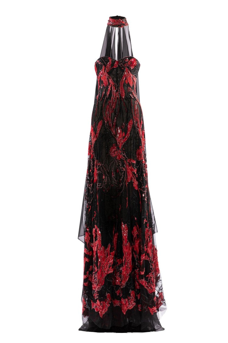 Embroidered Strapless Dress