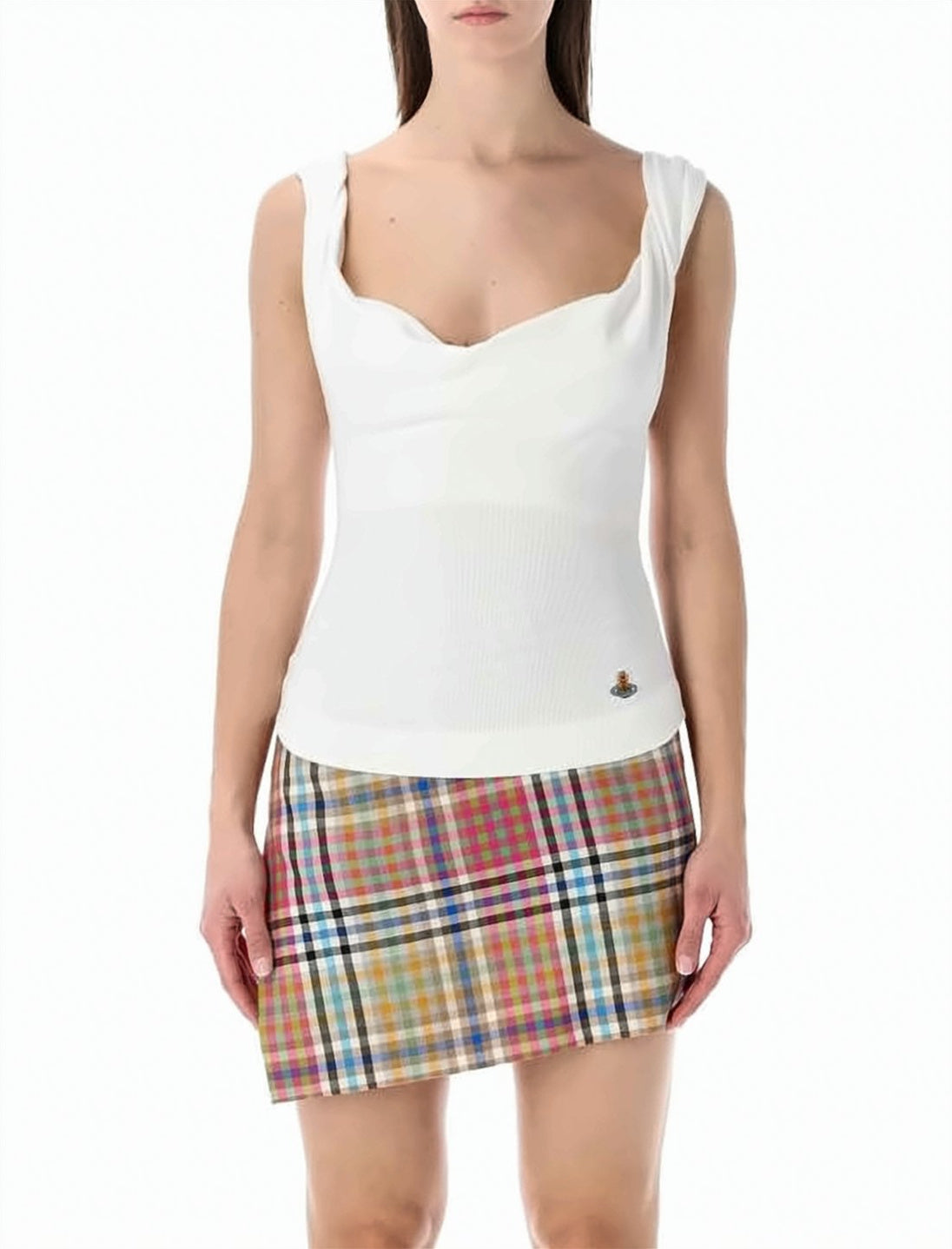 Fitted Sleeveless Top with Draped Neckline