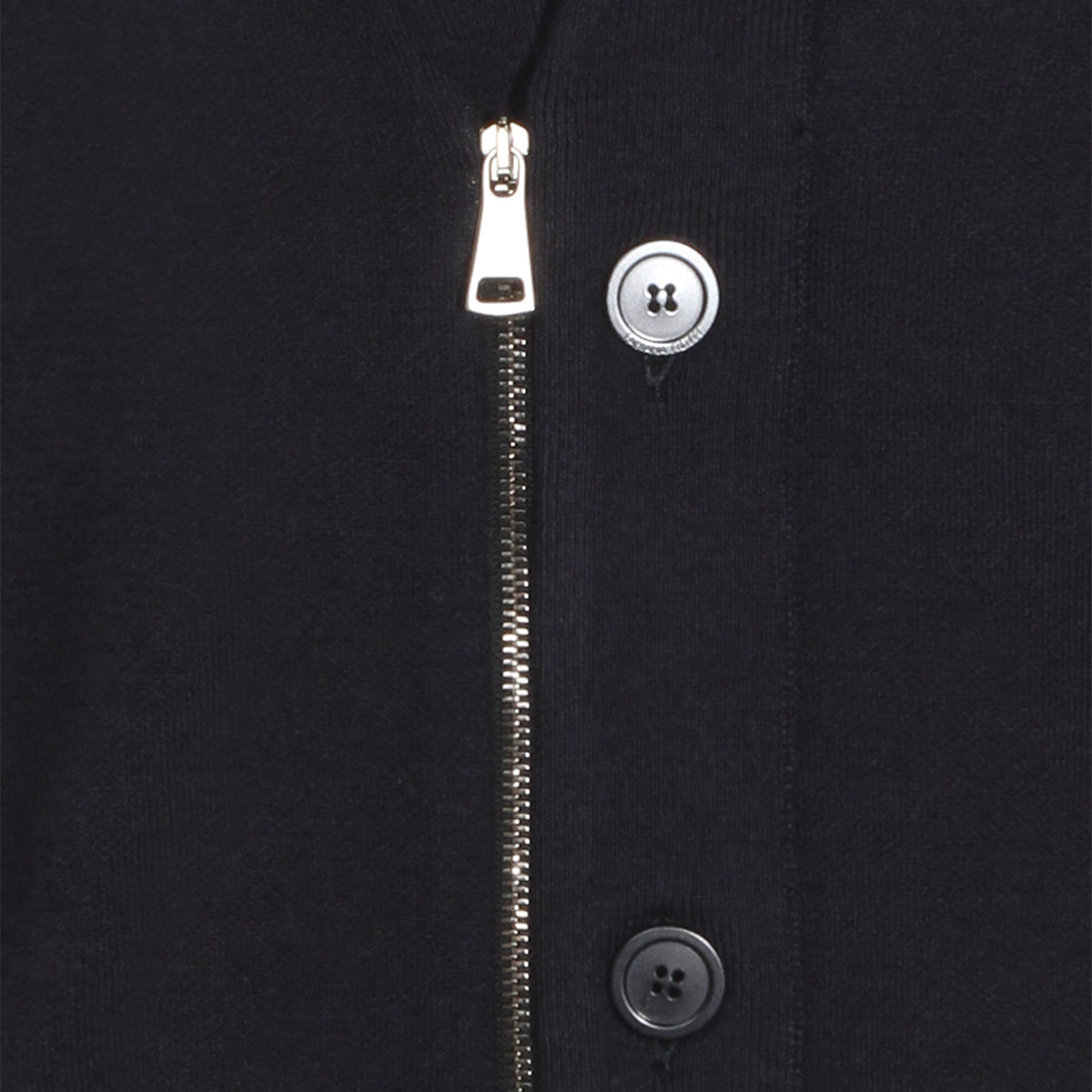 Navy V-Neck Zip Knit Top