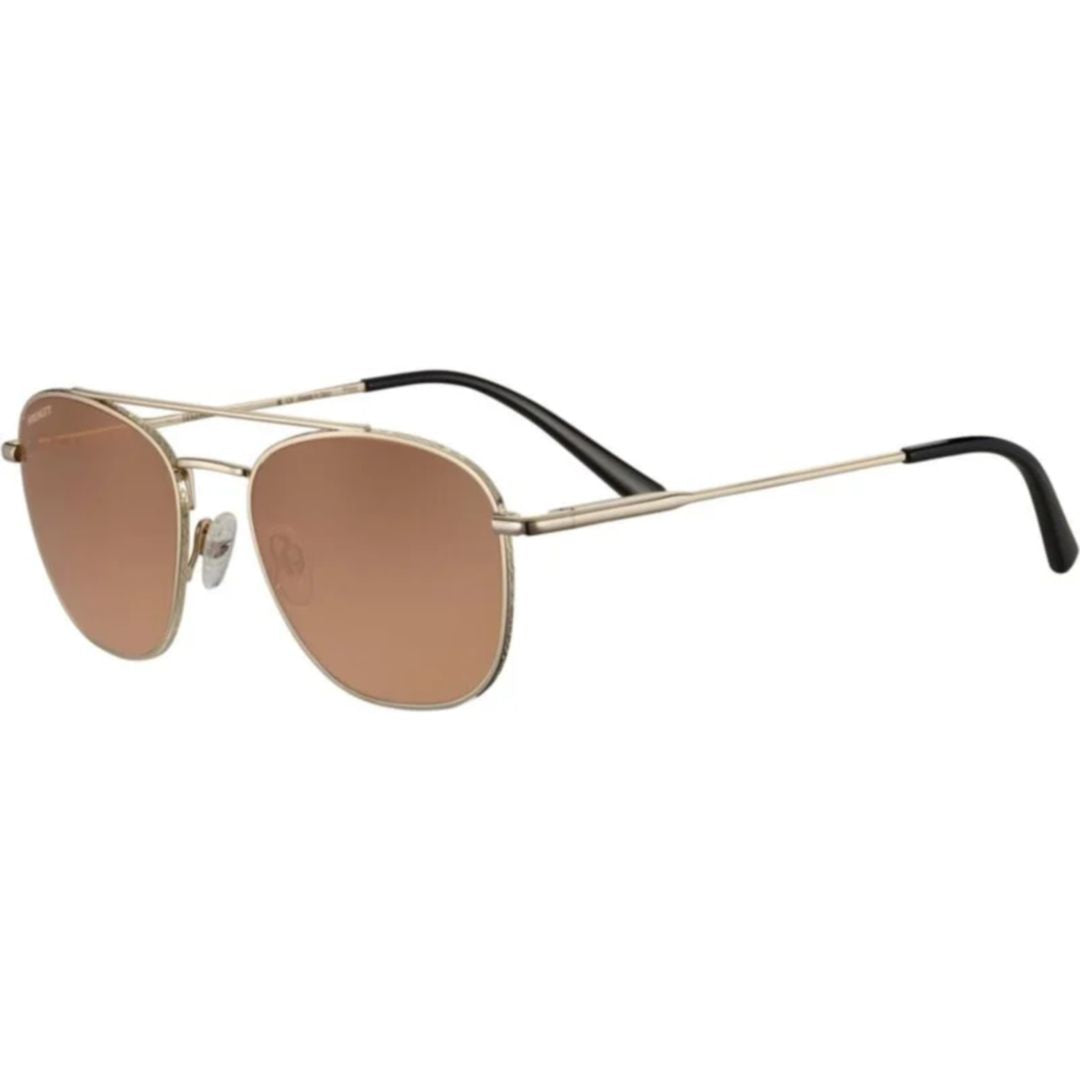 Carroll Double Bridge Metal Frame Sunglasses with Brown Lenses