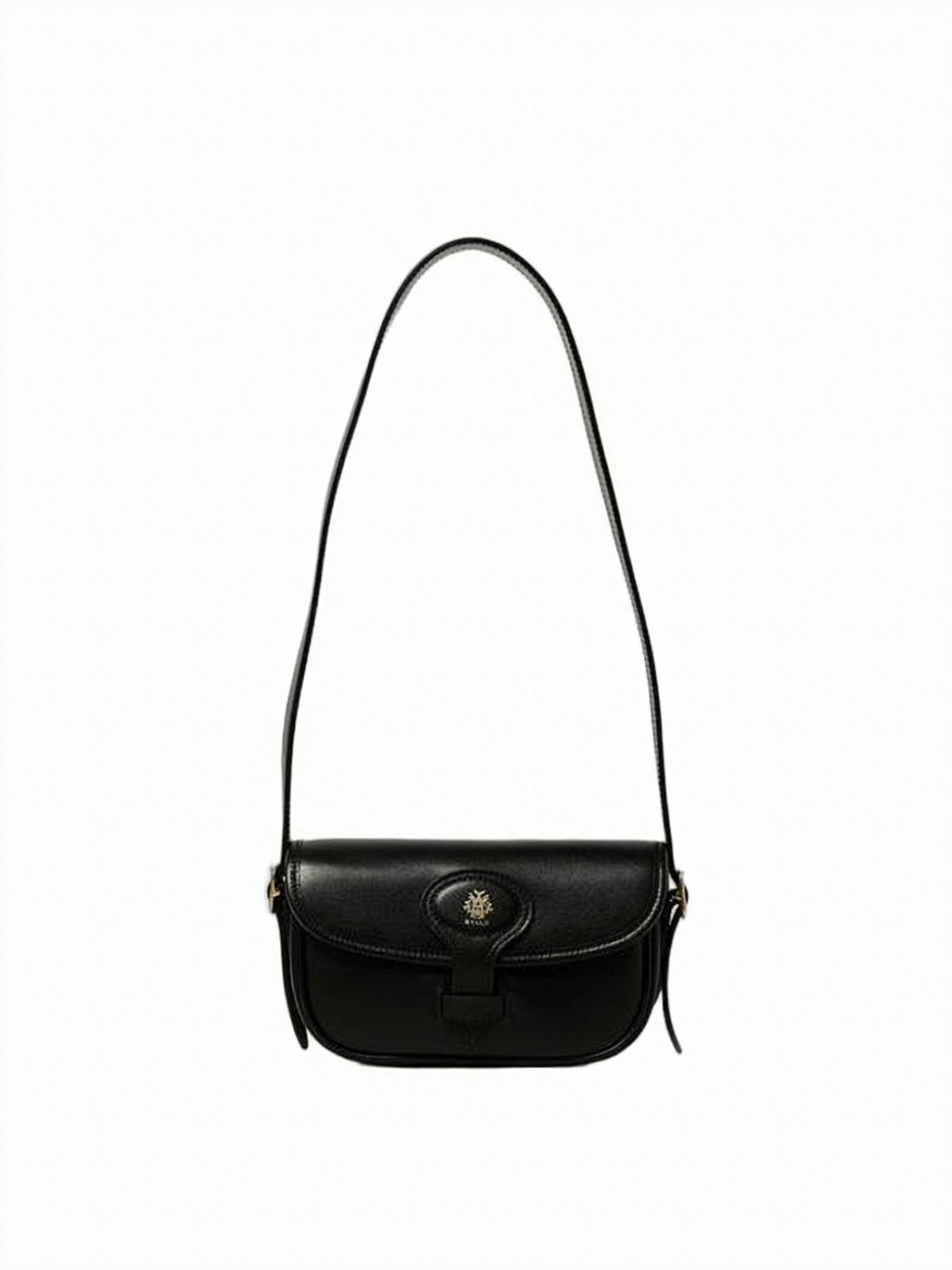 Black Smooth Calf Leather Flap Crossbody Bag
